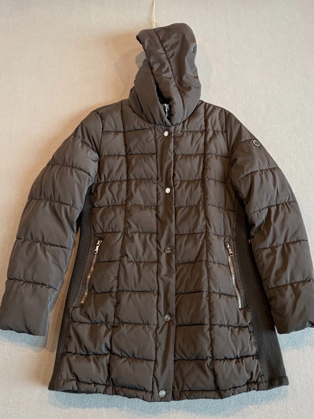 Calvin Klein Women’s Black Hooded Puffer Coat Jacket Medium